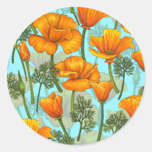 Sticker Rond Pavot de Californie