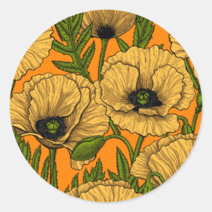 Sticker Rond Pavot jaune