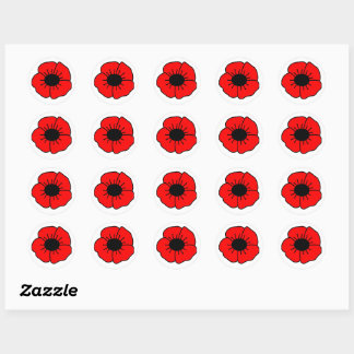 Sticker Rond Pavot pour le jour du Souvenir