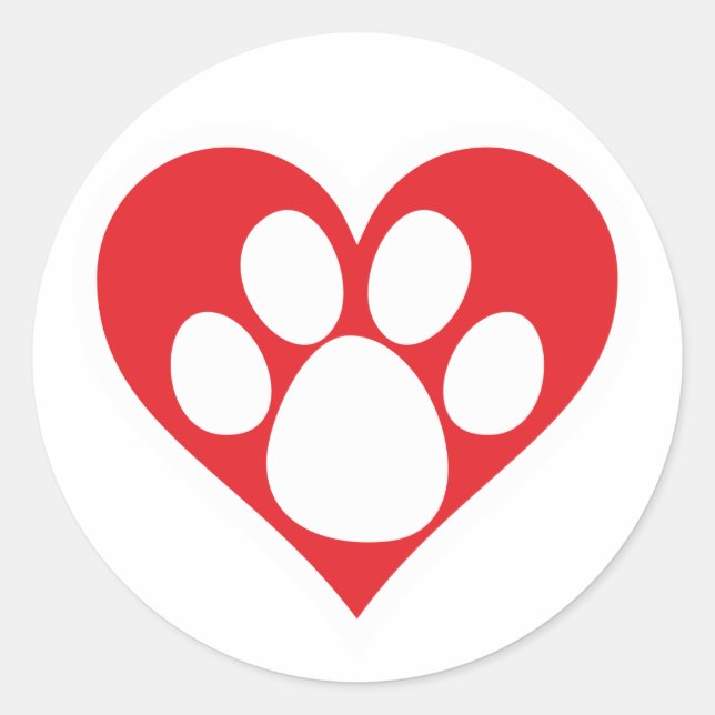 Sticker Rond Paw Chien Coeur (foncé) (Devant)