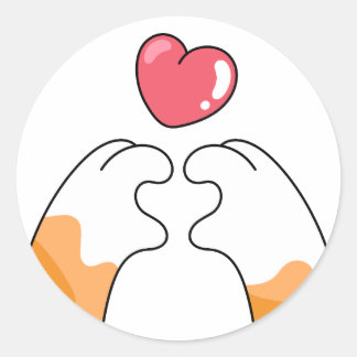 Sticker Rond Paw Love: Cute Cat Paws Illustration