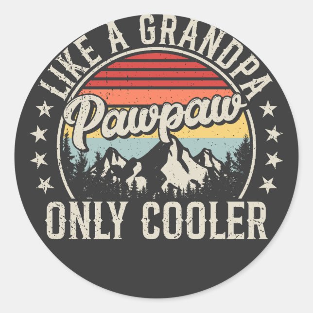 Sticker Rond Pawpaw comme un grand-père seul Glacière rétro (Devant)