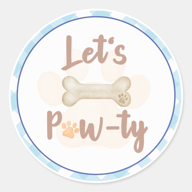 Sticker Rond Pawty Chien Chien Chien Chien Chien Anniversaire A (Devant)