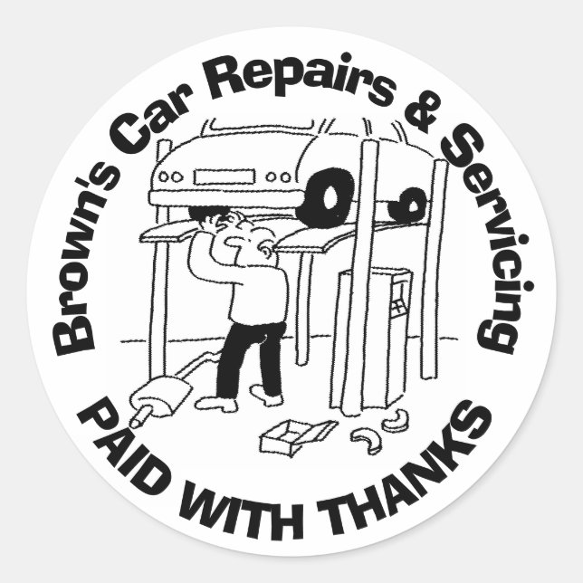 Sticker Rond Payé Avec Remerciements Réparations Et Entretien D (Devant)