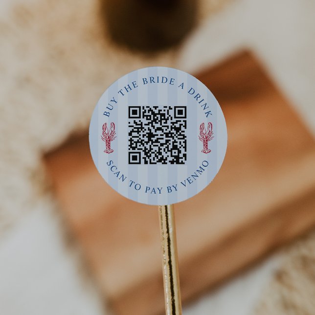 Sticker Rond Payez une Boisson à la Mariée Code QR de l'Enterre (Créateur téléchargé)