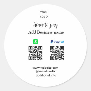 Sticker Rond Paypal Cashapp numérisation pour payer QR ajouter