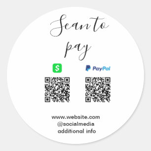 Sticker Rond Paypal Cashapp scan pour payer QR ajoutez le nom d