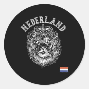 Sticker Rond Pays-Bas Reto Netherlands Lion Hollande Hommes Née