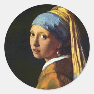 Sticker Rond PAYS-BAS—Vermeer : Fille avec oreille perle