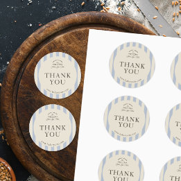 Sticker Rond Pays Boulangerie Bleu rayé Logo rayé