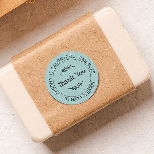 Sticker Rond Pays Dusty Turquoise Merci artisanal