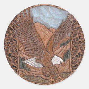 Sticker Rond Pays occidental patriotique Eagle en cuir usiné