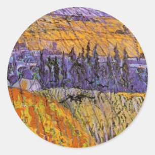 Sticker Rond Paysage à Auvers en pluie par Vincent van Gogh