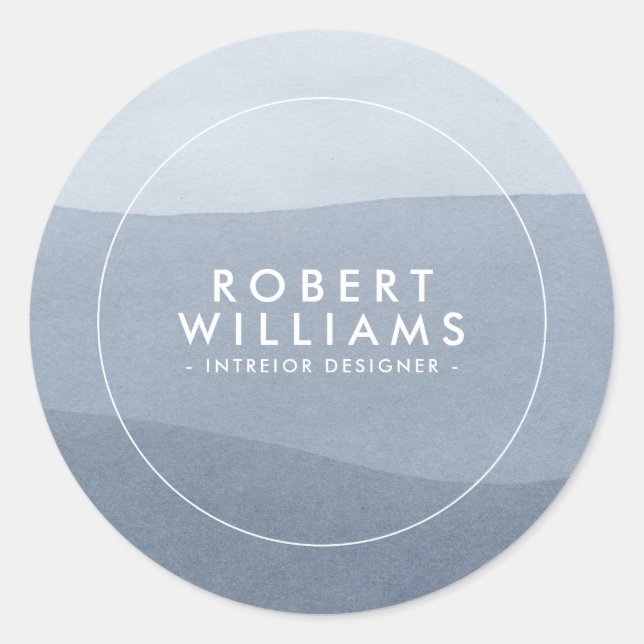 Sticker Rond Paysage Abstrait bleu-gris (Devant)
