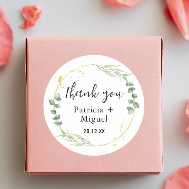 Sticker Rond Paysage Airy Mariage de Merci personnalisé (Créateur téléchargé)