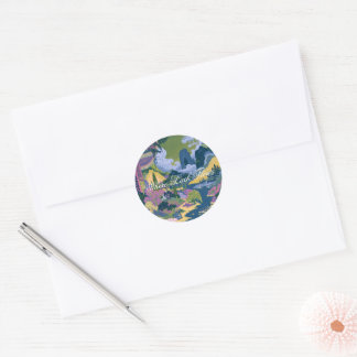 Sticker Rond Paysage artistique vibrant de jardin oriental