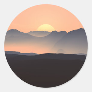 Sticker Rond paysage brumeux