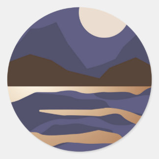 Sticker Rond Paysage doré Abstrait