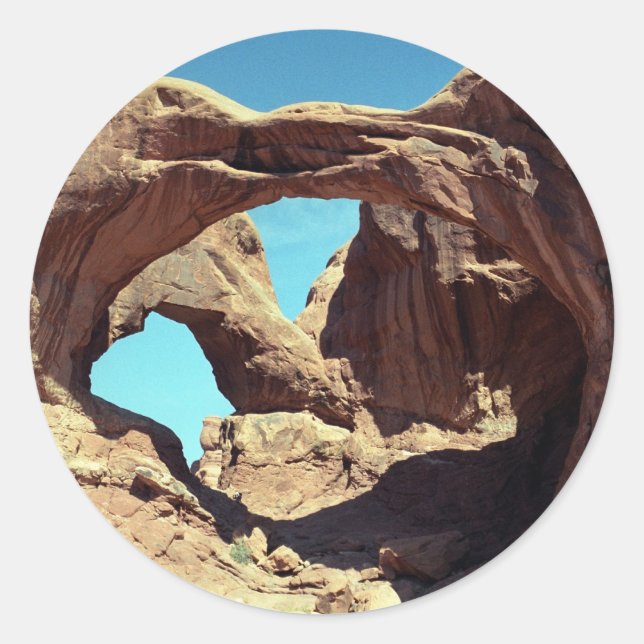 Sticker Rond Paysage du désert de Double Arch (Devant)