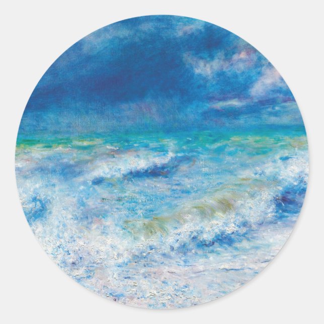 Sticker Rond Paysage marin (1897) par Pierre-Auguste Renoir (Devant)