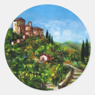 STICKER ROND PAYSAGE TOSCANE 3
