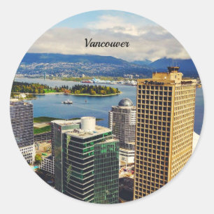 Sticker Rond Paysage urbain de Vancouver, BC