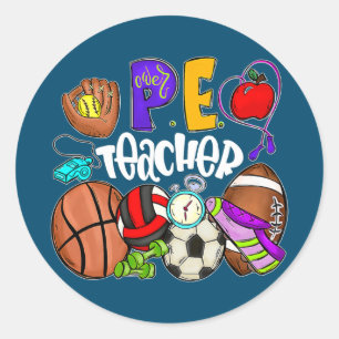 Sticker Rond Pe Enseignant Drôle Enseignant de l'éducation phys