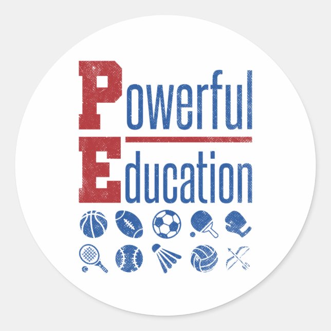 Sticker Rond PE Puissant Enseignant PE (Devant)