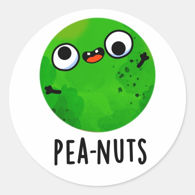 Sticker Rond Pea-noix drôle Crazy Pea Pun (Devant)