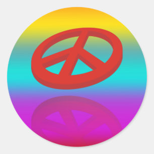 Sticker Rond Peace 3D / reflexion   couleur linéaire