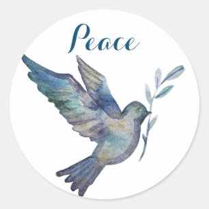Sticker Rond Peace Dove, Aquarelle Look