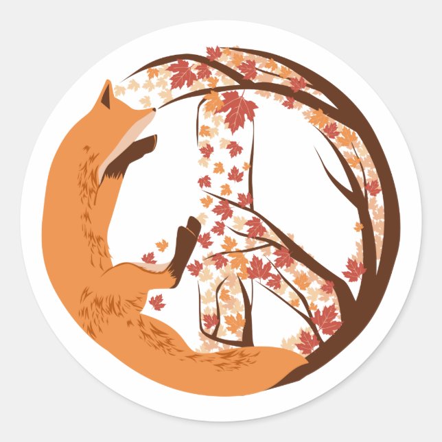 Sticker Rond Peace Fox (Devant)