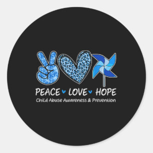 Sticker Rond Peace Hope Love Child Abuse Awareness Pinwheel
