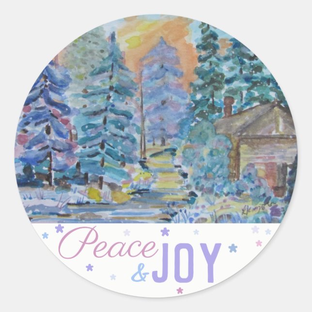 Sticker Rond Peace & Joy - Cabine dans la scène des Bois (20) (Devant)