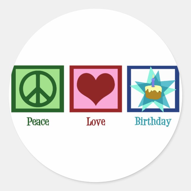 Sticker Rond Peace Love Anniversaire (Devant)