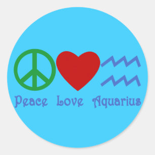 Sticker Rond Peace Love Aquarius Produits
