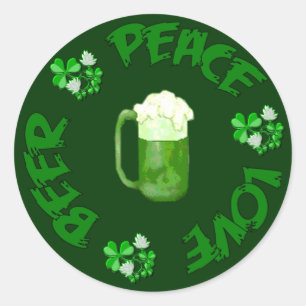 Sticker Rond Peace Love Beer