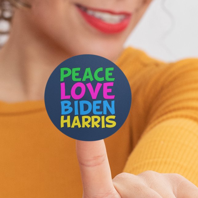 Sticker Rond Peace Love Biden Harris (Créateur téléchargé)