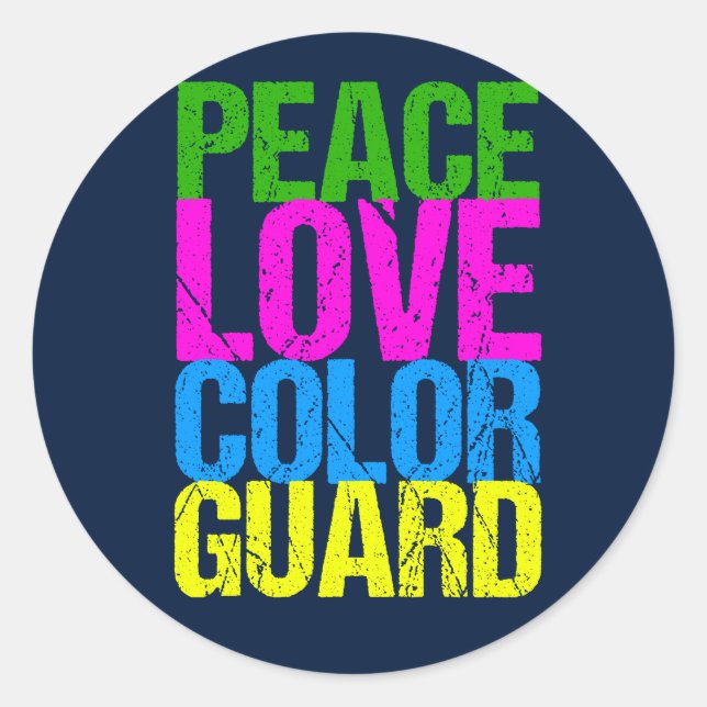 Sticker Rond Peace Love Color Guard (Devant)
