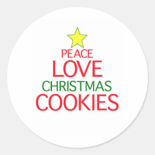 Sticker Rond Peace Love Cookies de Noël