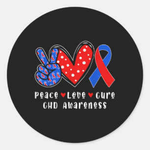 Sticker Rond Peace Love Cure Chd Déficience cardiaque congénita