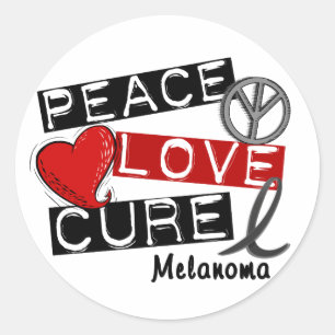 Sticker Rond PEACE LOVE CURE MELANOMA Chemises & Cadeaux