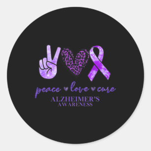 Sticker Rond Peace Love Cure Ribbon Leopard Heimerheimer Cervea