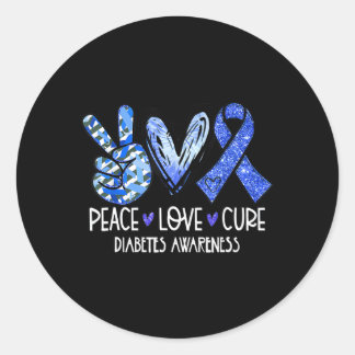 Sticker Rond Peace Love Cure Type 1 Sensibilisation au diabète