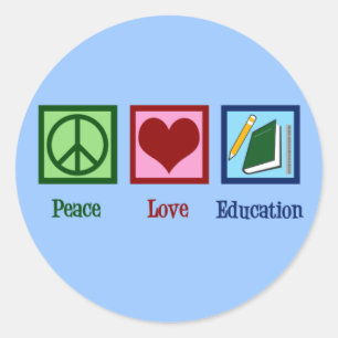 Sticker Rond Peace Love Education