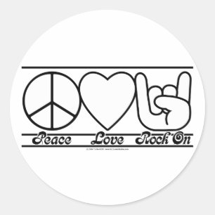 Sticker Rond Peace Love et RockOn
