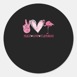 Sticker Rond Peace Love Flamingo | Flamingo Lover