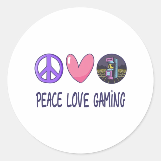 Sticker Rond Peace Love Gaming (Devant)