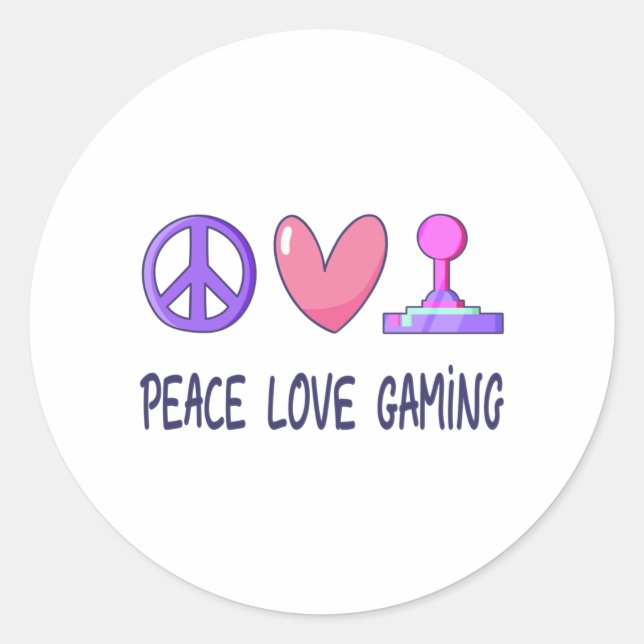 Sticker Rond Peace Love Gaming (Devant)