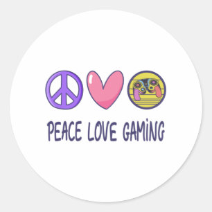 Sticker Rond Peace Love Gaming